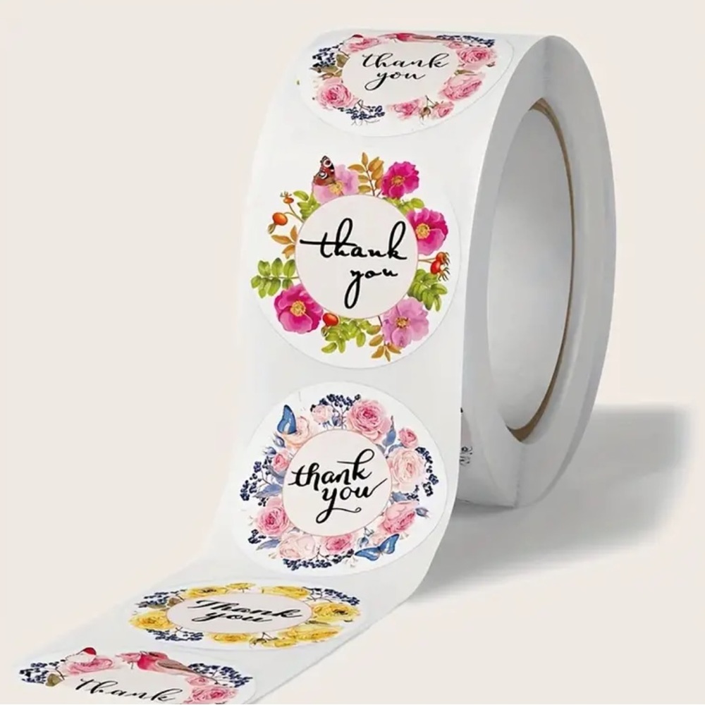 New 500 Pcs Floral Thank You Stickers 1 Inch Stationery Small Business Supplies - Picture 6 of 16